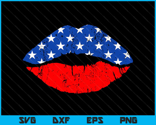 USA lips Kiss SVG PNG Cutting Printable Files