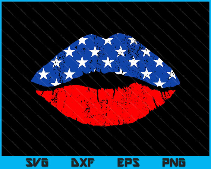 USA lips Kiss SVG PNG Cutting Printable Files
