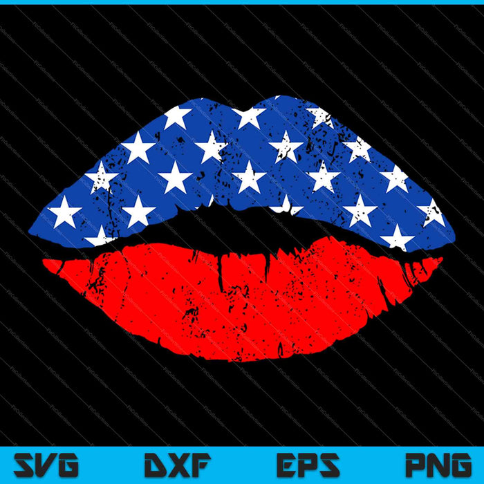 USA lippen Kiss SVG PNG snijden afdrukbare bestanden