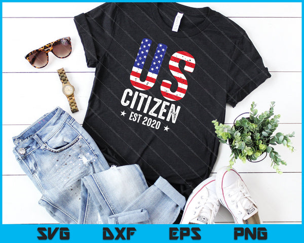 US Citizen 2020 American Flag Proud USA Citizenship SVG PNG Cutting Printable Files - on a t-shirt