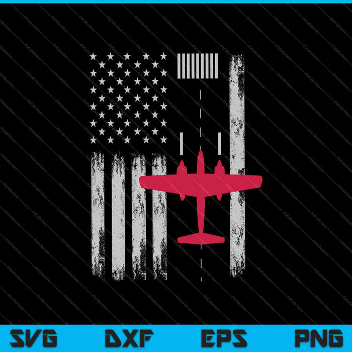 US Flag Airport Runway! Airplane Pilot SVG PNG Cutting Printable Files