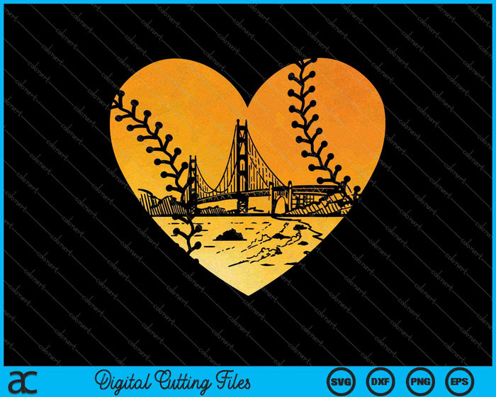 San Francisco Baseball Vintage Heart SVG PNG Cutting Printable Files
