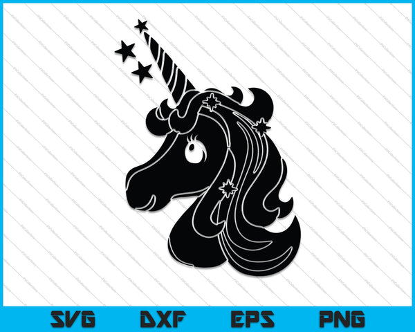 Unicorn hoofd verjaardag SVG PNG snijden afdrukbare bestanden