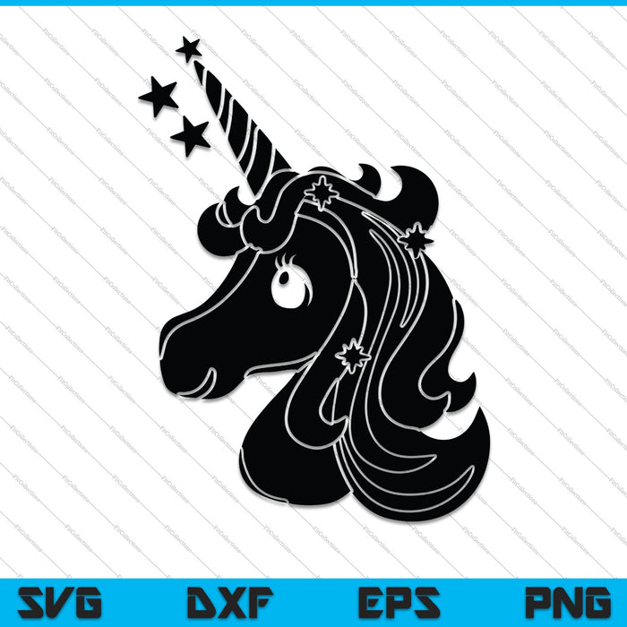 Unicorn hoofd verjaardag SVG PNG snijden afdrukbare bestanden