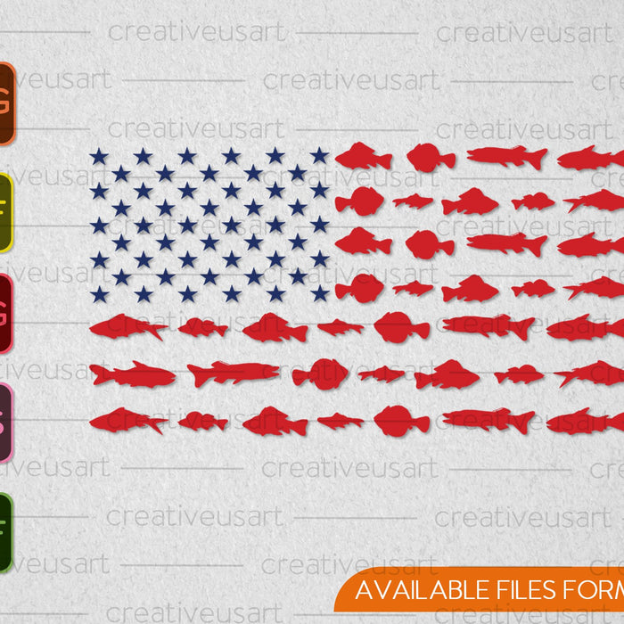 USA Fishing Flag SVG PNG Cutting Printable Files