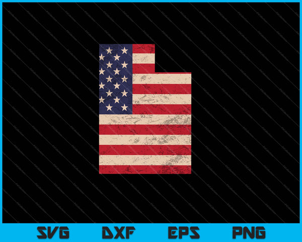 Utah American Flag Vintage SVG PNG Cutting Printable Files