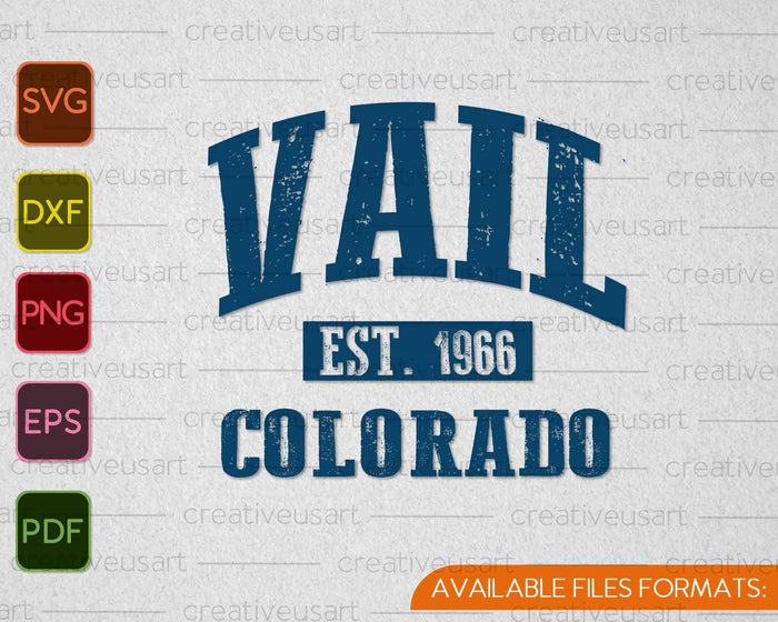 Vail Colorado CO Vintage Sports Design Navy Print SVG PNG Cutting Printable Files