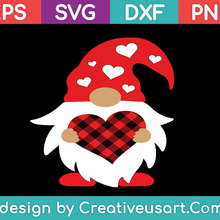 Valentine Gnome SVG PNG Cutting Printable Files