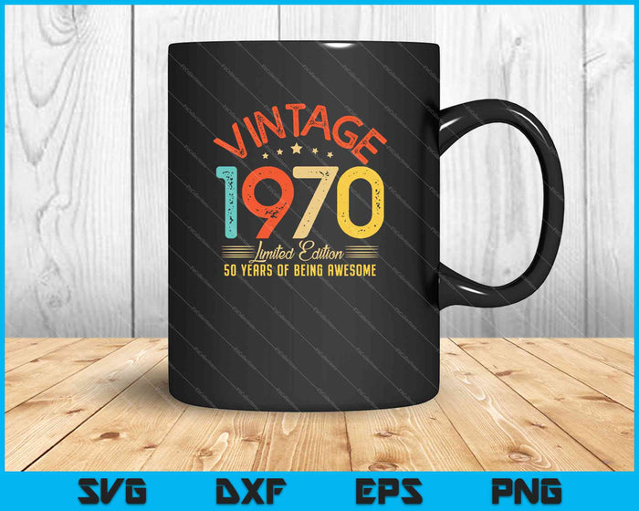 Vintage 1970 Ropa 50 años Retro SVG PNG Cortar archivos imprimibles 