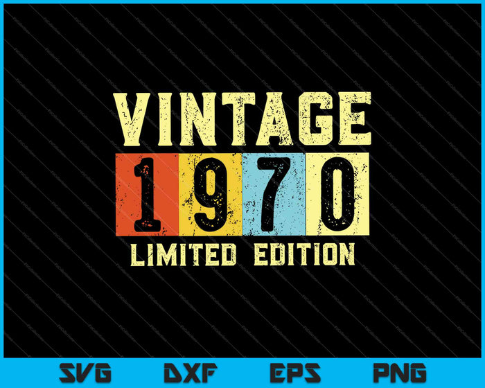 Vintage 1970 Edición Limitada SVG PNG Cortando Archivos Imprimibles