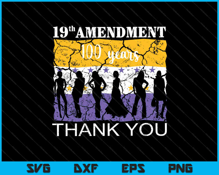 Vintage 19th Amendment 1920 Victory Flag Thank You SVG PNG Cutting Printable Files