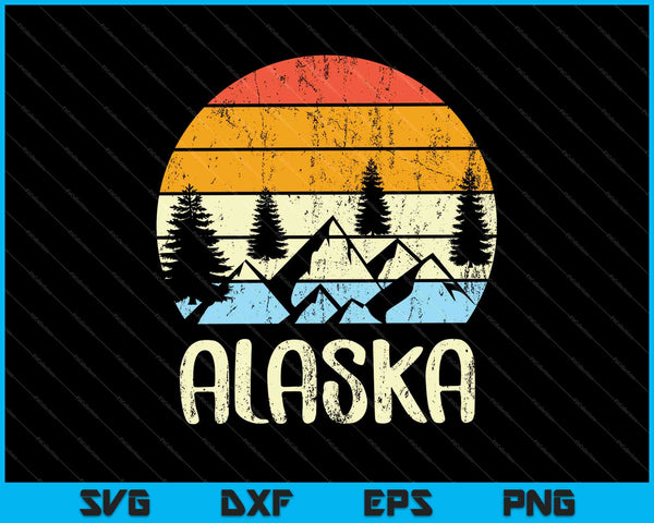 Vintage AK, Montañas de Alaska Aventura al aire libre SVG PNG Cortando archivos imprimibles