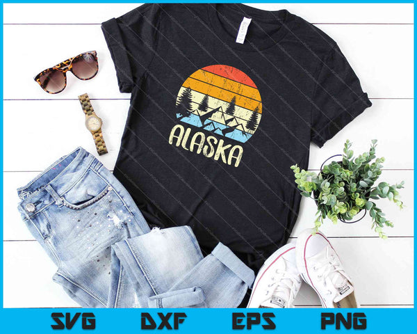 Vintage AK, Alaska Mountains Outdoor Adventure SVG PNG Cutting Printable Files - on a t-shirt