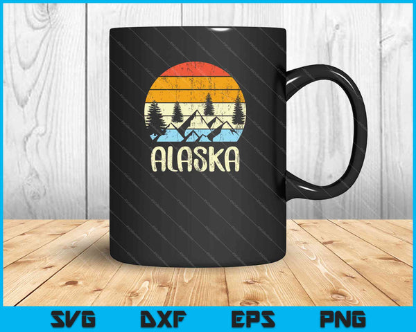 Vintage AK, Alaska Mountains Outdoor Adventure SVG PNG Cutting Printable Files