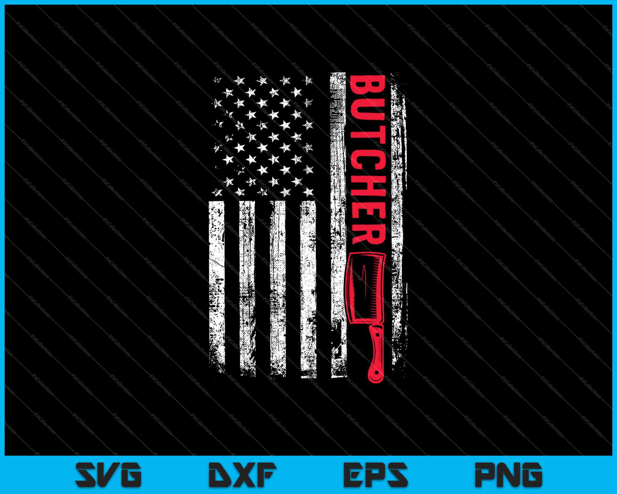 Vintage American Butcher Gift USA Flag Retro SVG PNG Files – creativeusarts