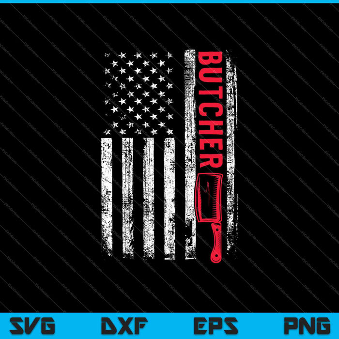 Vintage American Butcher Gift USA Flag Retro SVG PNG Cutting Printable Files
