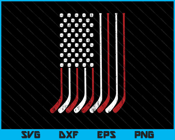 Vintage bandera americana hockey 4 de julio SVG PNG cortando archivos imprimibles