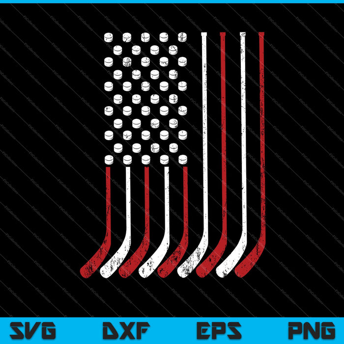 Vintage American Flag Hockey 4th July SVG PNG Cutting Printable Files