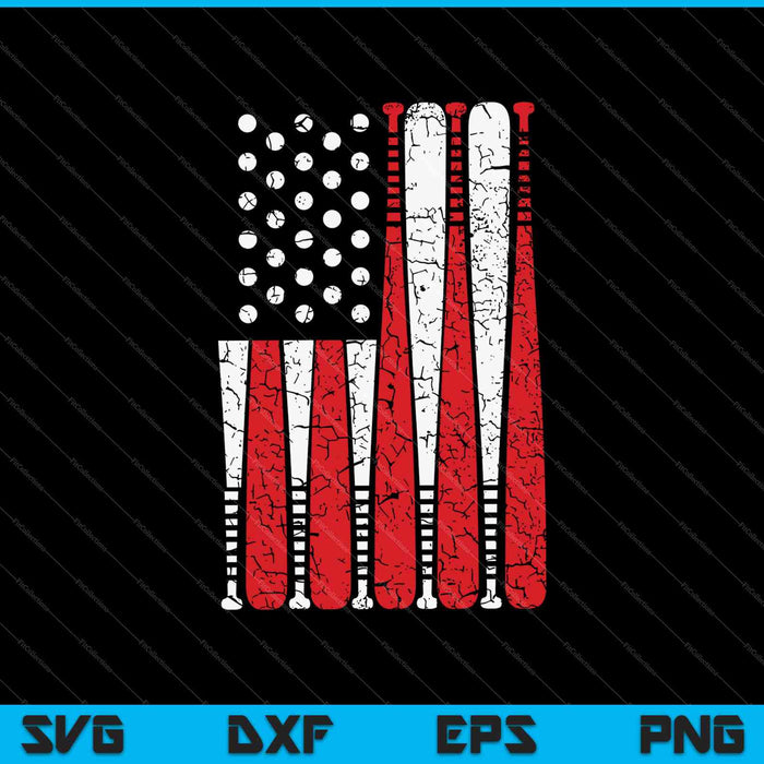 Vintage Bate de Béisbol American USA Bandera SVG PNG Cortando Archivos Imprimibles