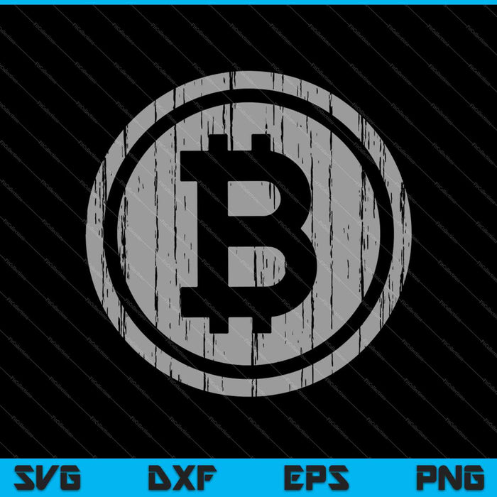 Vintage Bitcoin Signo SVG PNG Cortar archivos imprimibles