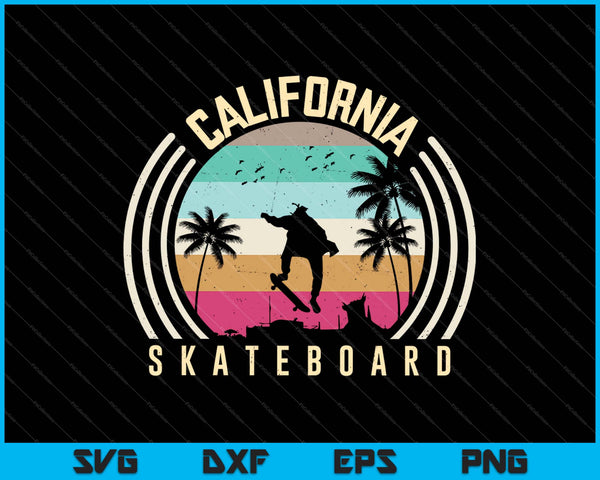 Vintage California Skateboard Skater Boy SVG PNG Cutting Printable Files
