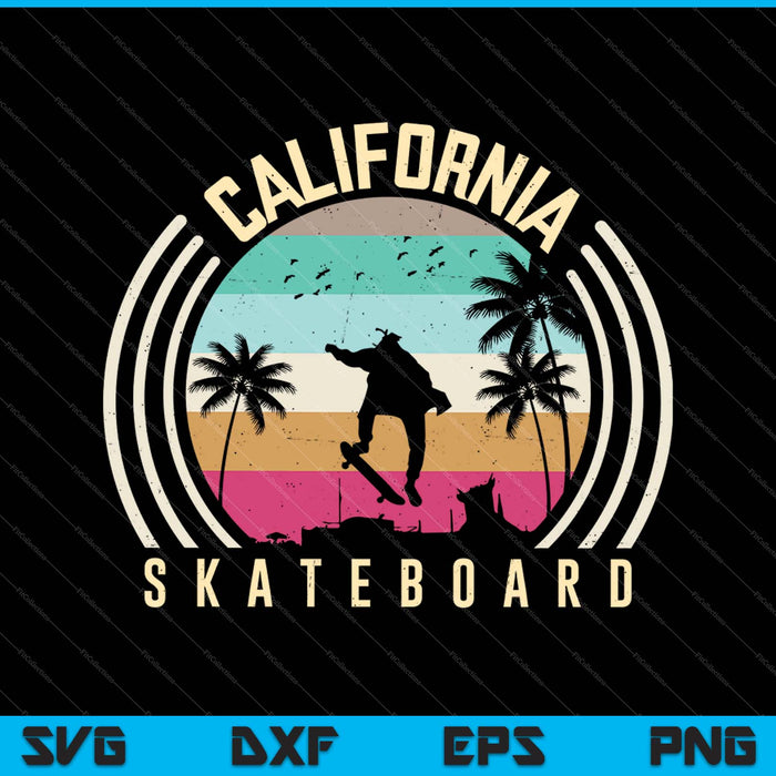 Vintage California Skateboard Skater Boy SVG PNG Cutting Printable Files