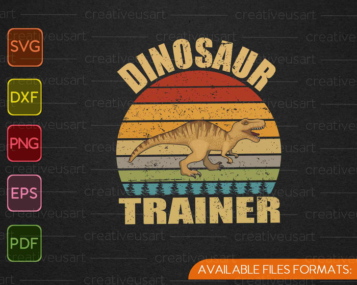 Vintage dinosaurus trainer Halloween retro zonsondergang Dino SVG PNG snijden afdrukbare bestanden