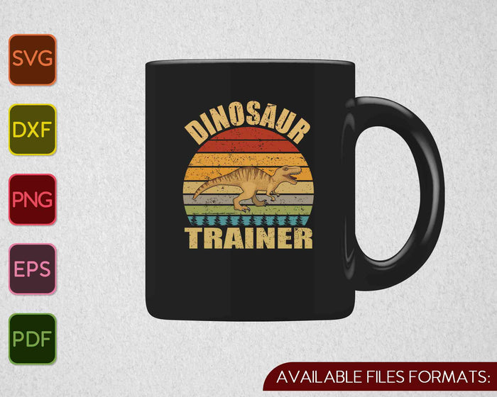 Vintage dinosaurio entrenador Halloween Retro Sunset Dino SVG PNG cortando archivos imprimibles