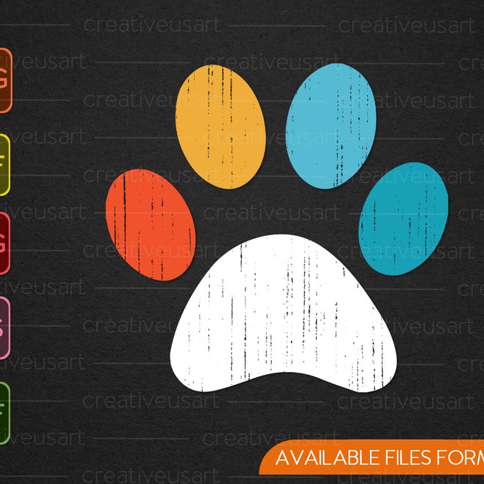 Vintage Dog Puppy Dog Paw Print Dog Love Pet Paw SVG PNG Cutting Printable Files
