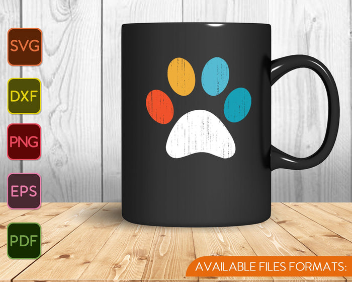 Vintage Dog Puppy Dog Paw Print Dog Love Pet Paw SVG PNG Cutting Printable Files