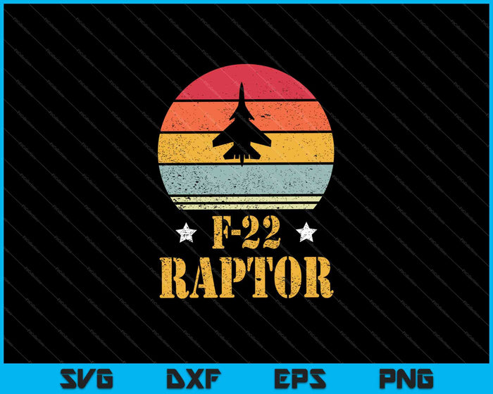 Vintage F-22 Raptor Jet Military Aircraft SVG PNG Cutting Printable Files