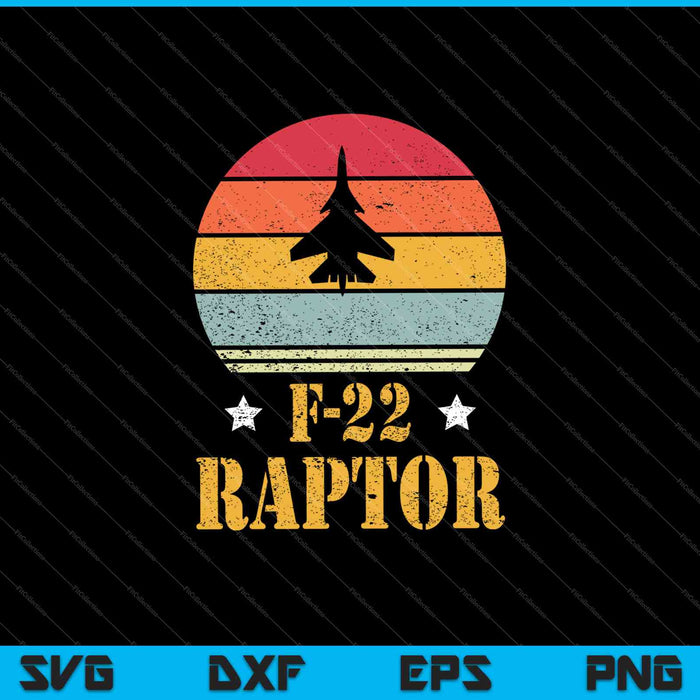 Vintage F-22 Raptor Jet Military Aircraft SVG PNG Cutting Printable Files