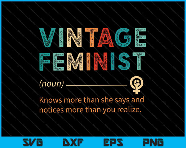 Vintage Feminista Definición Mujeres Empoderamiento Inspirador SVG PNG Cortar Archivos Imprimibles