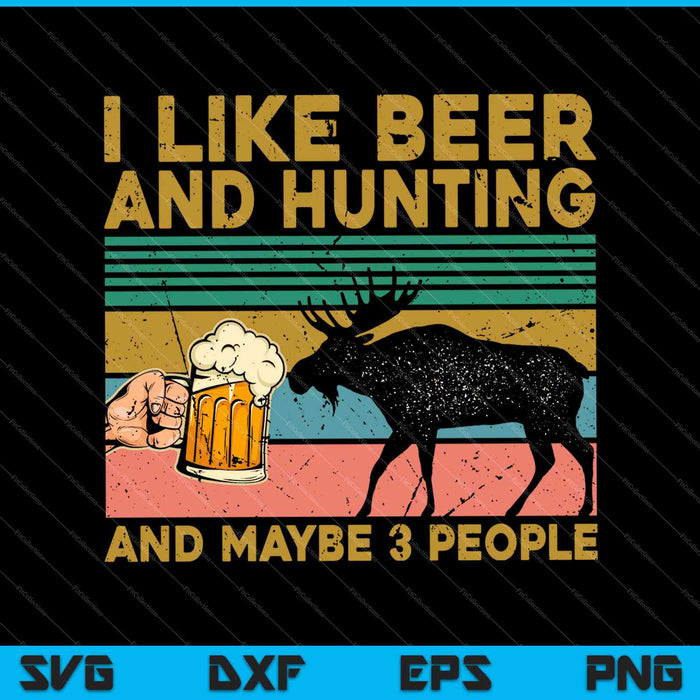 Vintage Ik hou van jagen & bier en misschien 3 mensen SVG PNG snijden afdrukbare bestanden