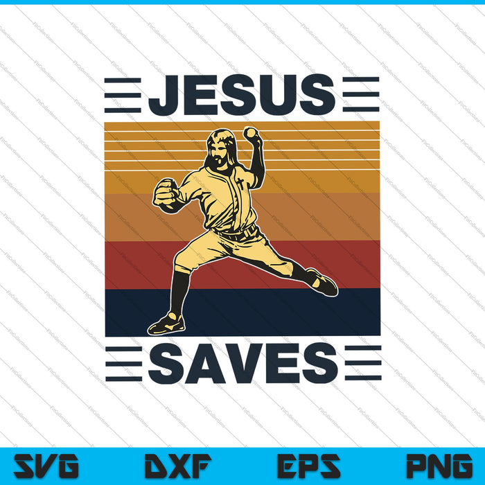 Vintage Jesus Saves Tee Religious Christian Faith Baseball SVG PNG Cutting Printable Files