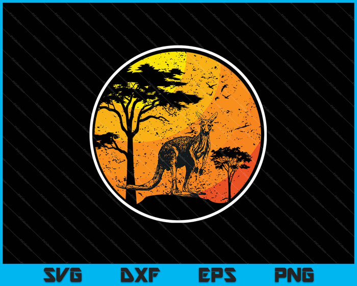Vintage Kangoeroe Australische Aussie Retro Kangoeroe SVG PNG Snijden afdrukbare bestanden