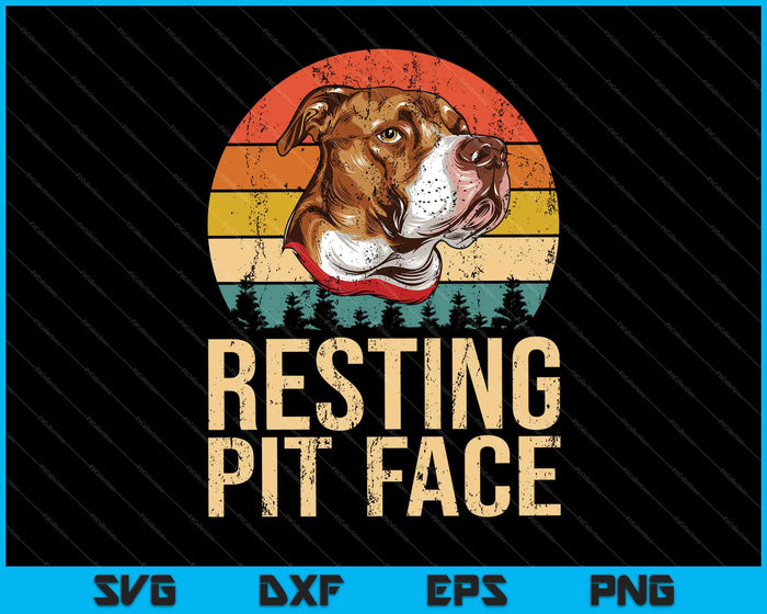 Vintage Pitbull Resting Pit Face Funny Pitbull Lovers SVG PNG Cutting Printable Files