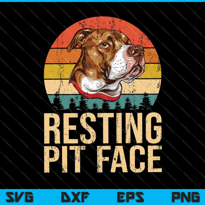 Vintage Pitbull Resting Pit Face Funny Pitbull Lovers SVG PNG Cutting Printable Files