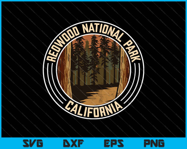 Vintage Redwood National Park California SVG PNG Cortar archivos imprimibles