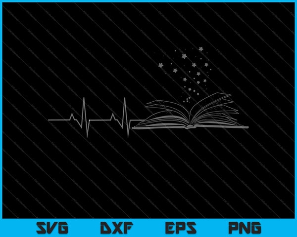 Vintage Retro noodlijdende Heartbeat boeklezer minnaar SVG PNG snijden afdrukbare bestanden