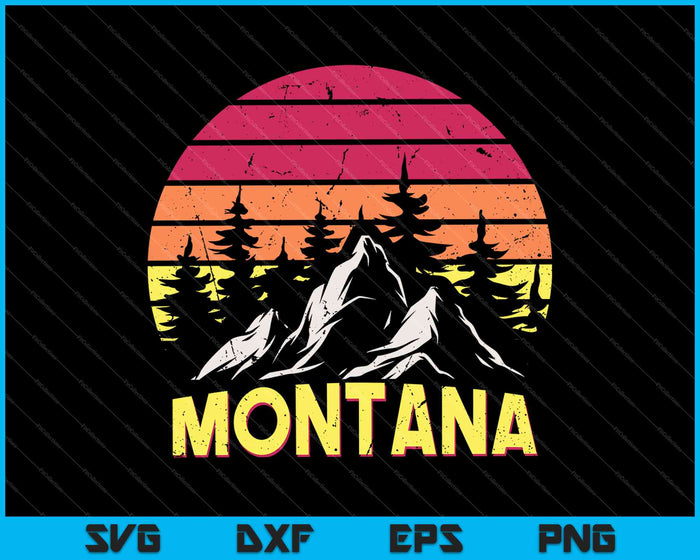 Vintage Retro MT Montana US Mountain State SVG PNG snijden afdrukbare bestanden