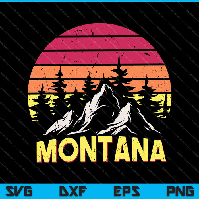 Vintage Retro MT Montana US Mountain State SVG PNG Cortar archivos imprimibles
