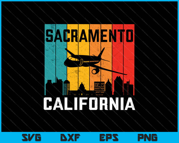 Vintage Retro Sacramento Californië Skyline SVG PNG snijden afdrukbare bestanden