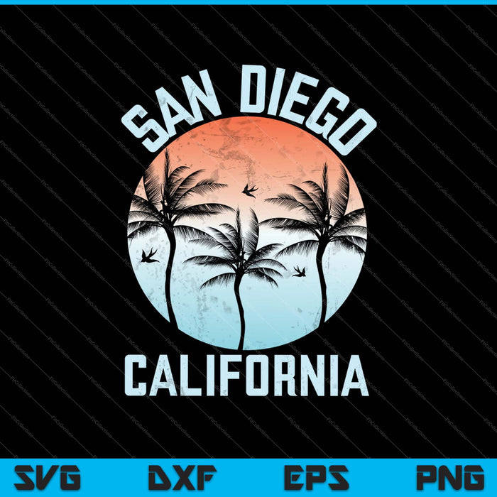 Vintage Retro San Diego California SVG PNG Cortar archivos imprimibles