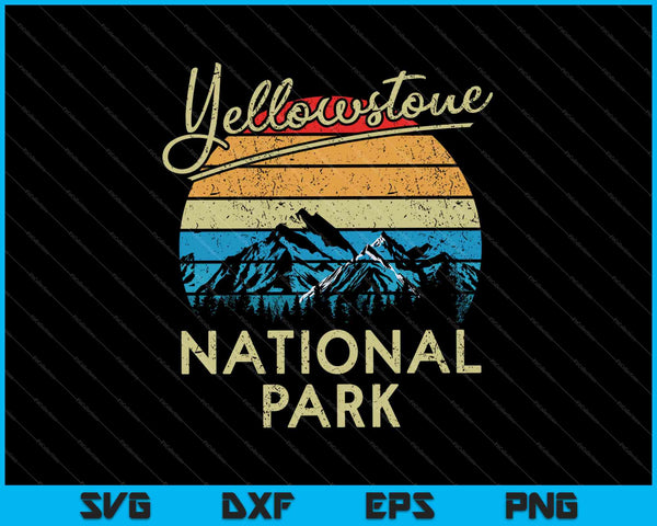 Vintage Retro Parque Nacional Yellowstone SVG PNG Cortar archivos imprimibles