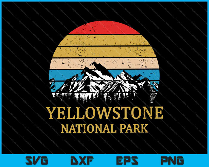 Vintage Retro Yellowstone National Park SVG PNG snijden afdrukbare bestanden