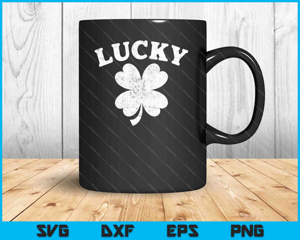 Estilo vintage Lucky Clover St Patrick's Day SVG PNG Cortar archivos imprimibles