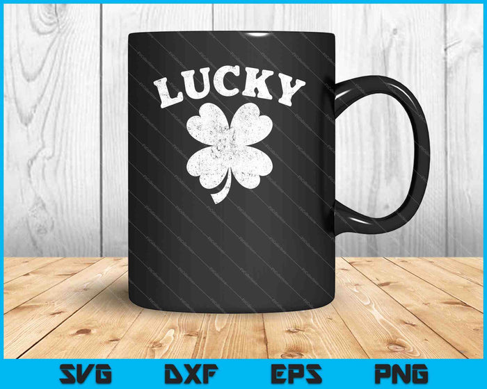 Vintage Style Lucky Clover St Patrick's Day SVG PNG Cutting Printable Files
