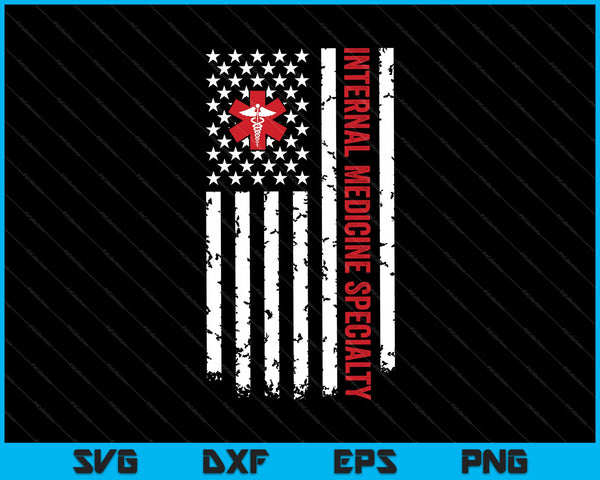 Vintage USA Internal Medicine Specialty Doctor American Flag SVG PNG Printable Files