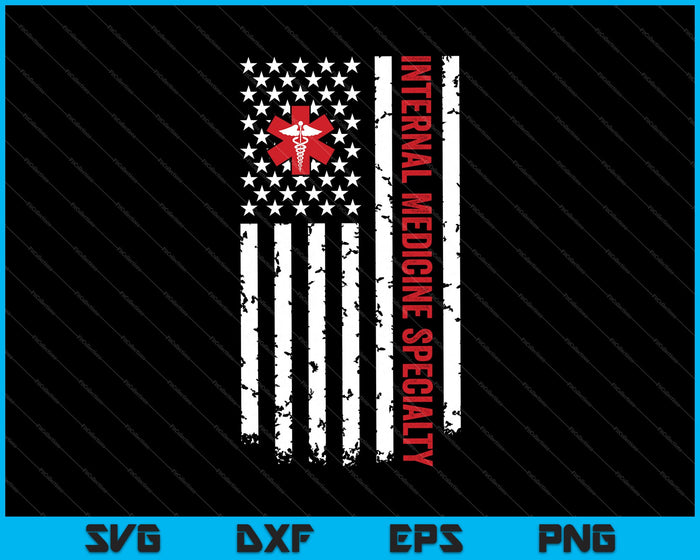 Vintage USA interne geneeskunde specialiteit arts Amerikaanse vlag SVG PNG afdrukbare bestanden
